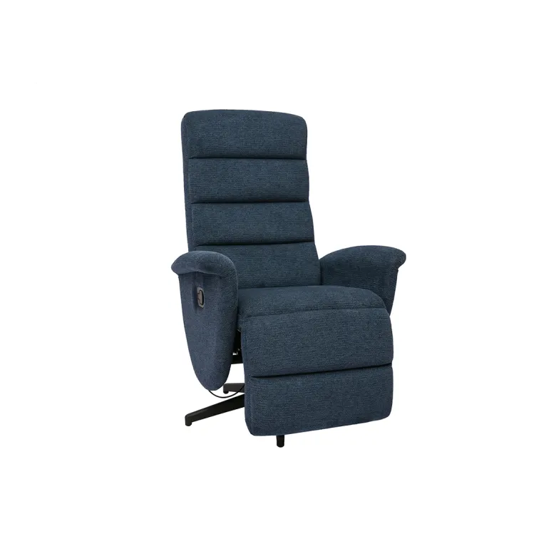 Fauteuil pivotant relax manuel en tissu chenille bleu foncé nelson