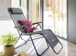 2 fauteuils de jardin relax silos gris anthracite - hespéride