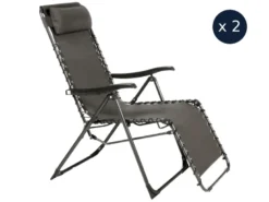 2 fauteuils de jardin relax silos gris anthracite - hespéride