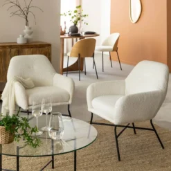 Fauteuil tissu bouclette kanoa