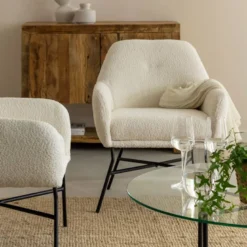 Fauteuil tissu bouclette kanoa