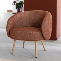 Fauteuil tissu terracotta