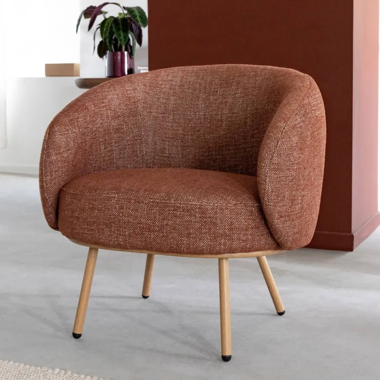 Fauteuil tissu terracotta