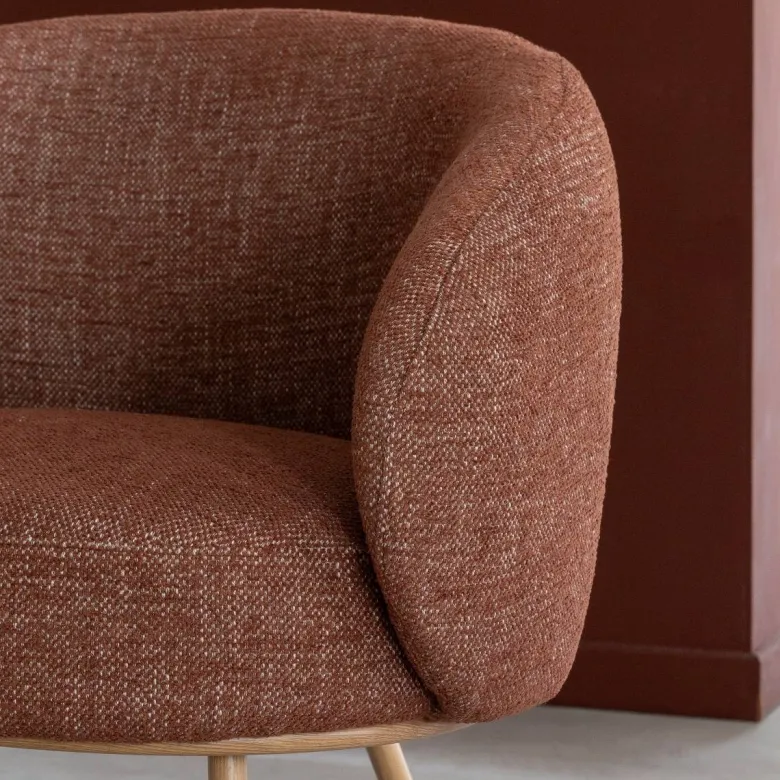 Fauteuil tissu terracotta