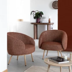 Fauteuil tissu terracotta