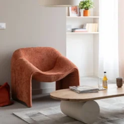 Fauteuil tissu terracotta