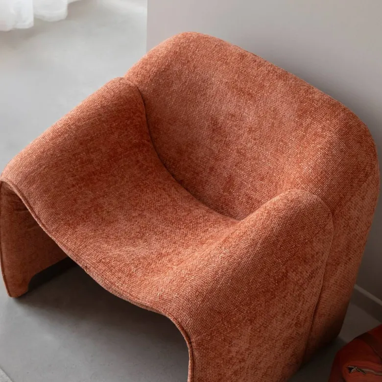 Fauteuil tissu terracotta