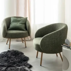 Fauteuil tissu vert
