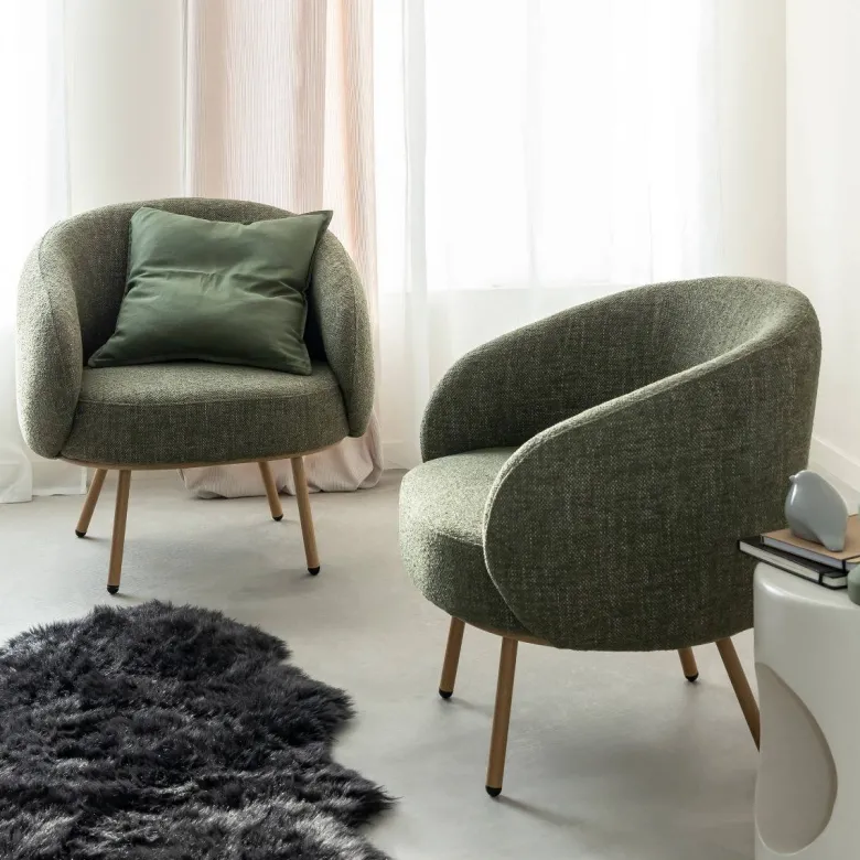 Fauteuil tissu vert