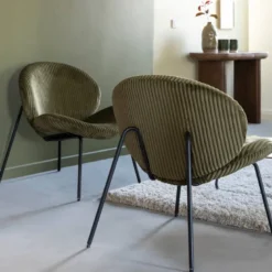 Fauteuil velours jaune