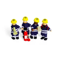 4 figurines de pompier en bois