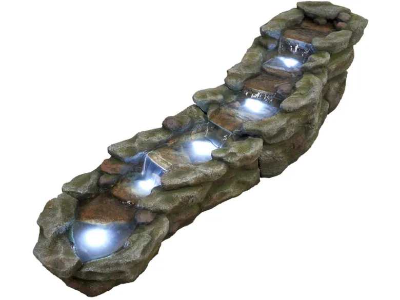 Fontaine de jardin brembo allongée rochers et pierres, avec éclairage led - ubbi