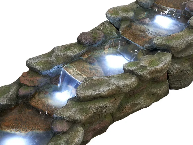 Fontaine de jardin brembo allongée rochers et pierres, avec éclairage led - ubbi