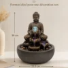 Fontaine d'intérieur bouddha zen shanti, cascade 3 niveaux et boule de verre led