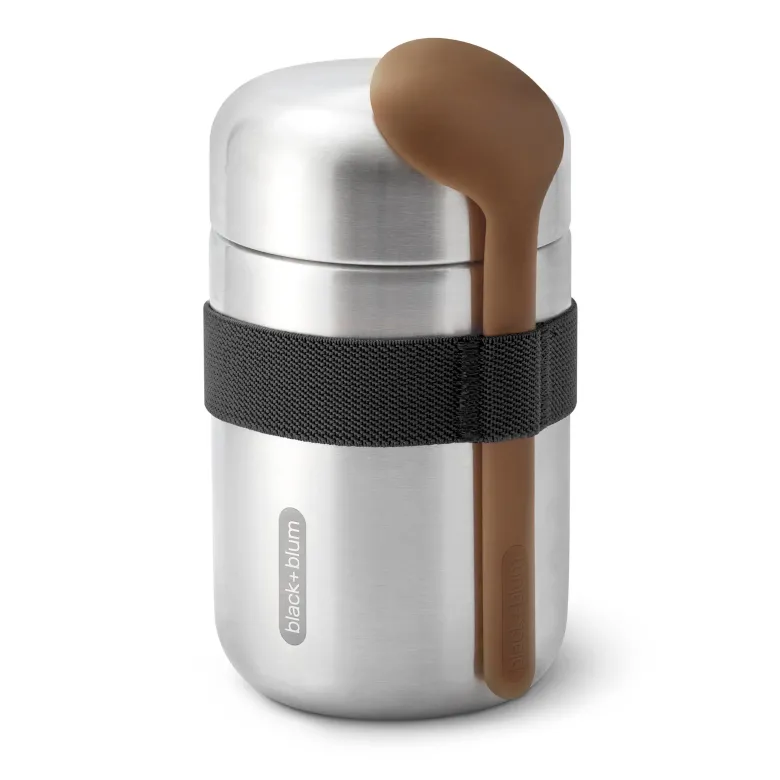 Food flask isotherme-noir-400ml-anti-fuite-6h chaud 8h froid-avec cuillère Noir
