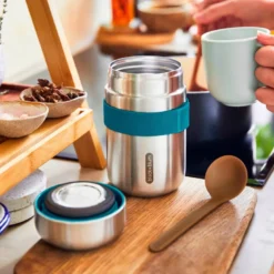 Food flask isotherme-ocean-400ml-anti-fuite-6h chaud 8h froid-avec cuillère Océan
