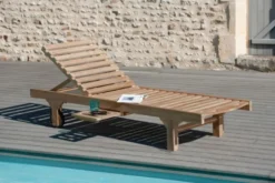 Fun - bain de soleil avec roulettes en bois teck