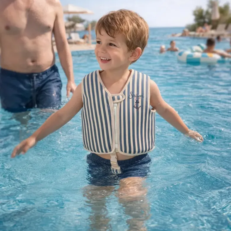 Gilet de natation pour enfant en néoprène bleu