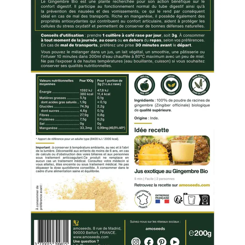 Gingembre en poudre bio 200g