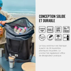 Glacière isotherme-gris-25 litres-contenir 30 canettes-36h glacé-tissu recyclé Gris