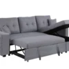 Glasgow canapé d'angle droit convertible en tissu gris 4 places