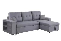 Glasgow canapé d'angle droit convertible en tissu gris 4 places