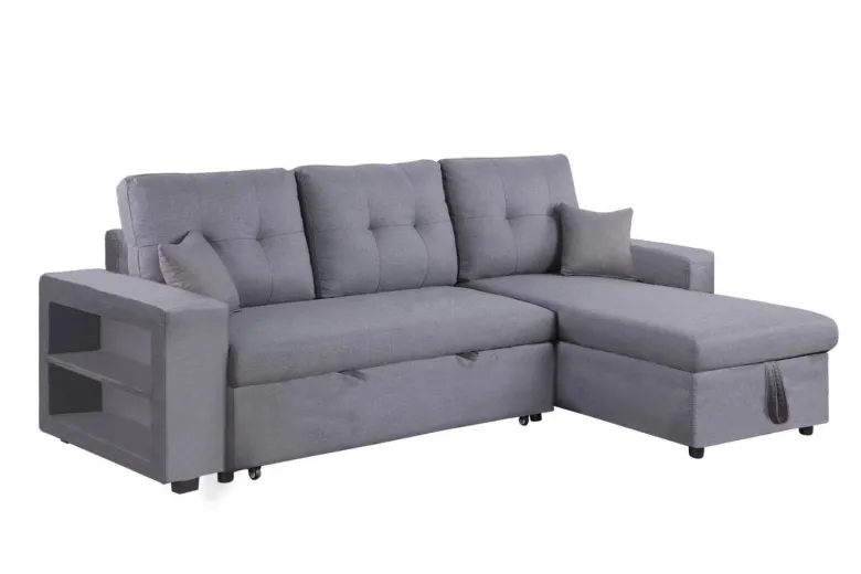 Glasgow canapé d'angle droit convertible en tissu gris 4 places