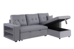 Glasgow canapé d'angle droit convertible en tissu gris 4 places