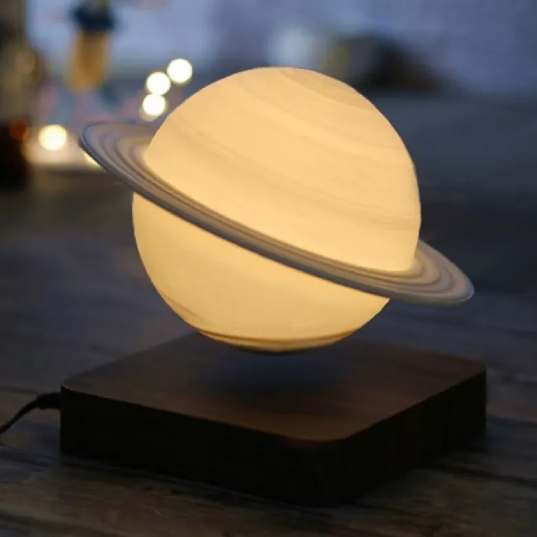 Globe saturne 3d incliné en lévitation a