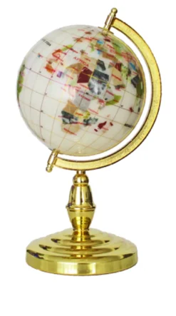 Globe terrestre 15cm blanc 1 pied