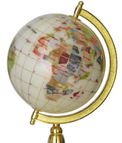 Globe terrestre 15cm blanc 1 pied