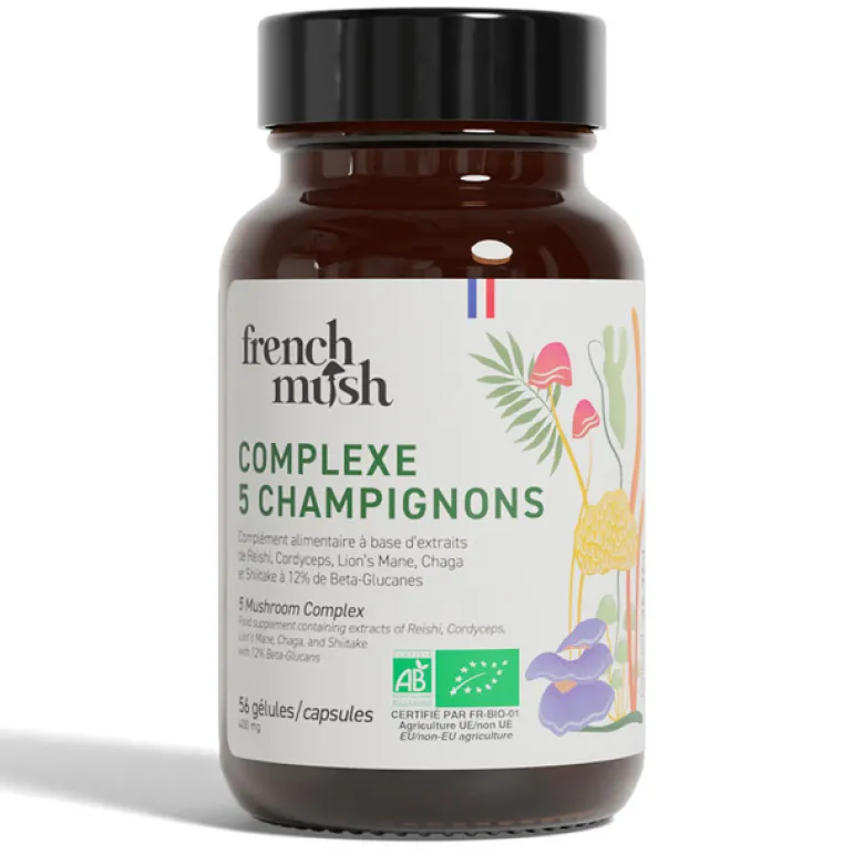 Gélules complexe 5 champignons vitalité, digestion, immunité French Mush