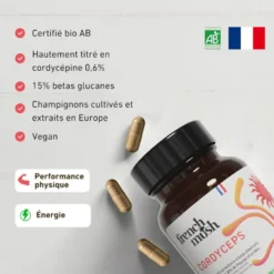 Gélules à l'extrait de cordyceps énergie, performance, libido French Mush