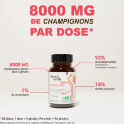 Gélules à l'extrait de cordyceps énergie, performance, libido French Mush