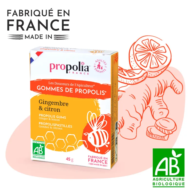 Gommes propolis, gingembre & citron bio