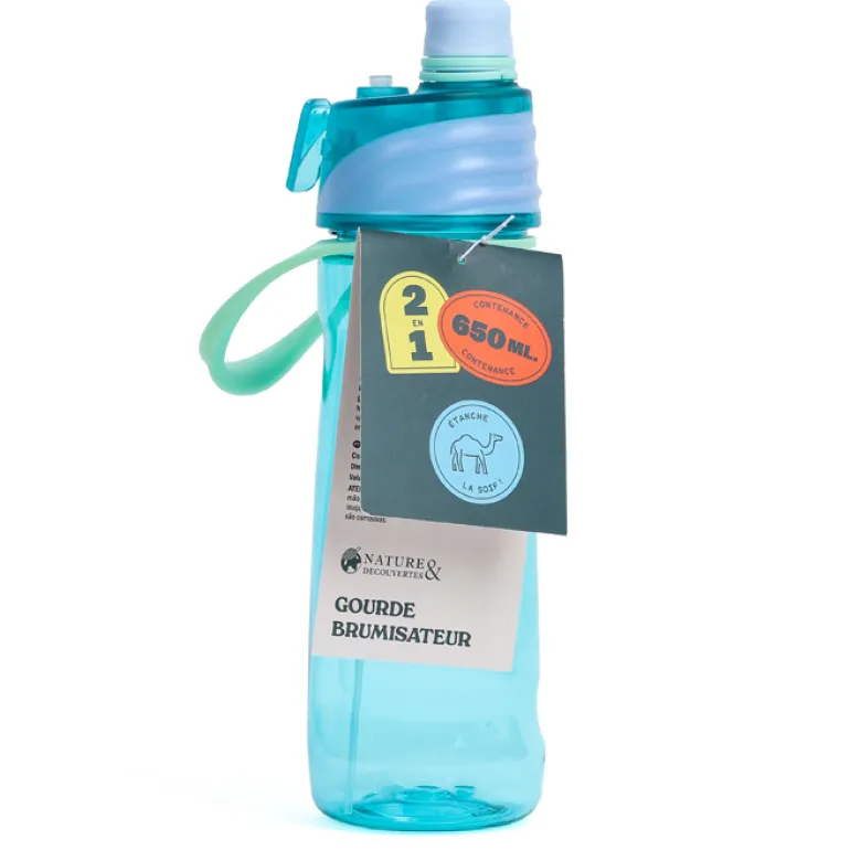Gourde avec brumisateur intégré 650 ml pour activités de plein air et sport
