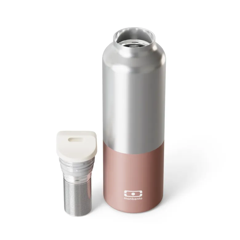 Gourde isotherme infuseur et dragonne 500ml rose moka