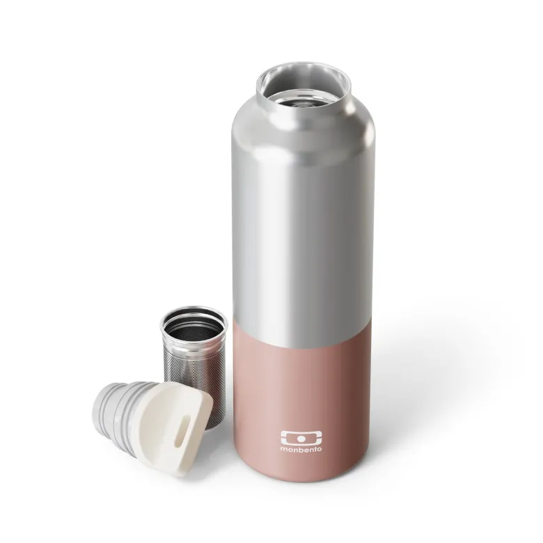 Gourde isotherme infuseur et dragonne 500ml rose moka