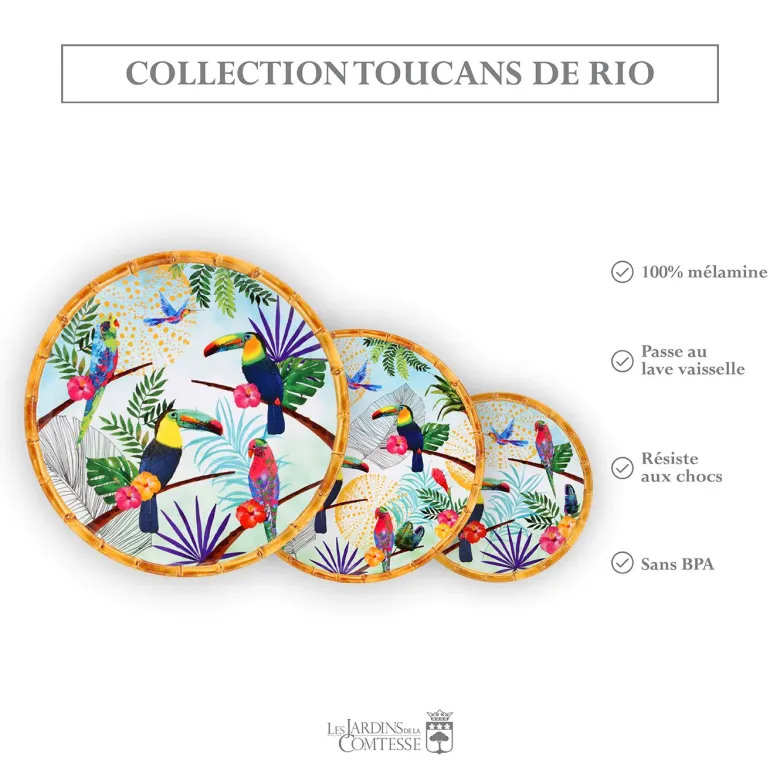 Grande assiette plate mélamine rio 28cm