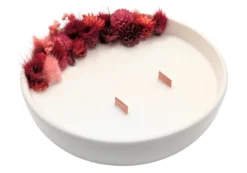 Grande bougie fleurs séchées cerise