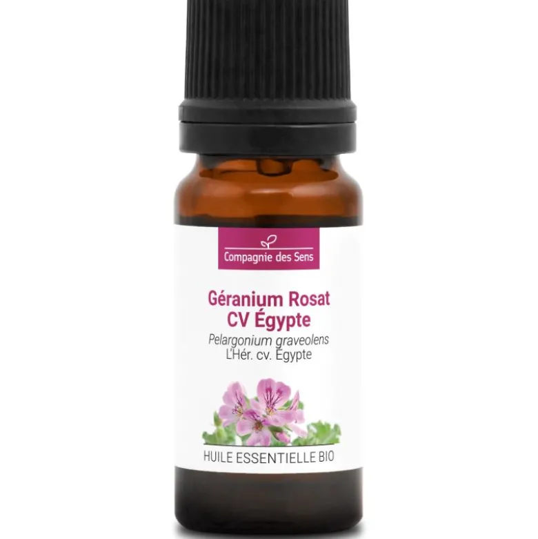 Géranium rosat cv egypte - huile essentielle bio - 10ml, garantie chromacert® -