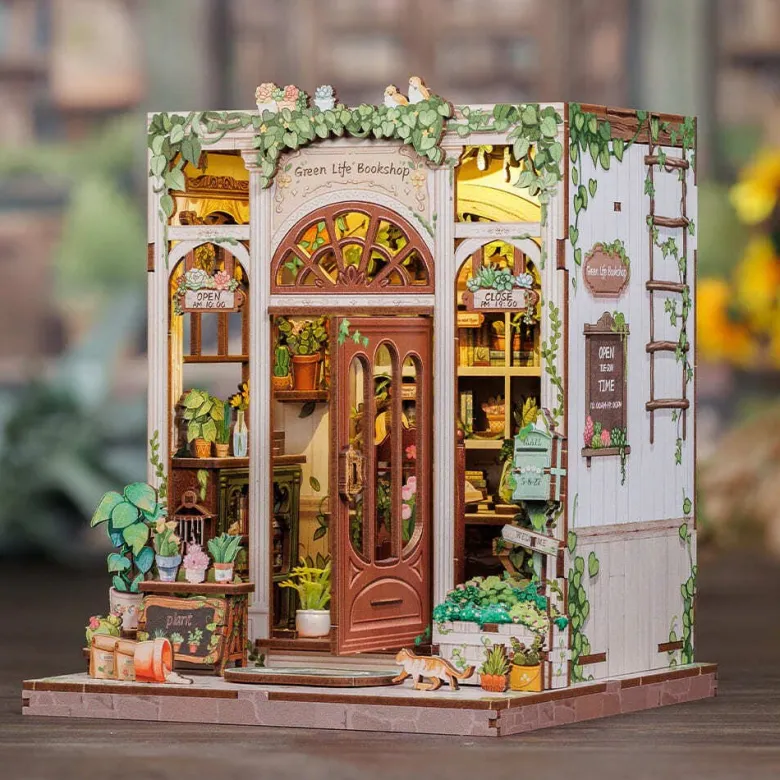 Green life bookshop - maquette booknook serre-livre