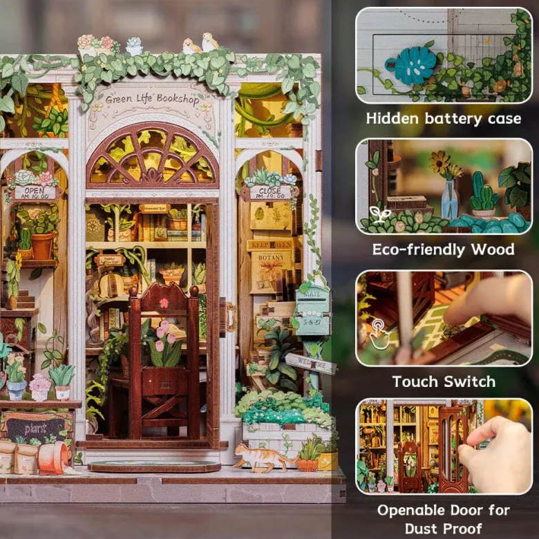 Green life bookshop - maquette booknook serre-livre
