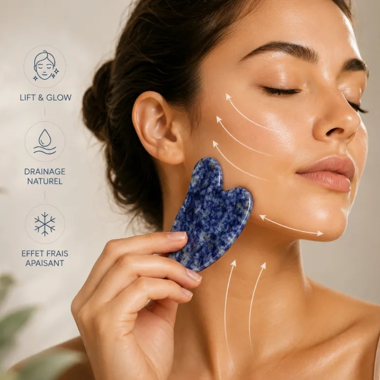 1 gua sha en sodalite bleue + housse