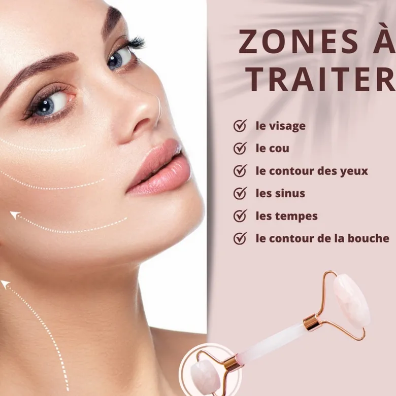 Gua sha et rouleau visage en quartz rose
