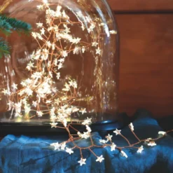 Guirlande led grappe avec étoiles - blanc chaud