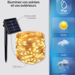 Guirlande solaire 7 m - blanc chaud