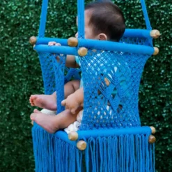 Hamac bébé macramé celeste