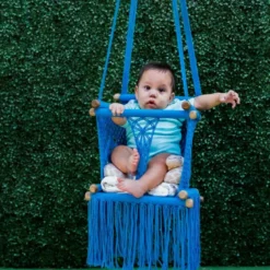 Hamac bébé macramé celeste