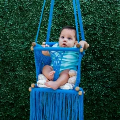 Hamac bébé macramé celeste